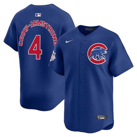Men's Chicago Cubs #4 Pete Crow-Armstrong Blue 2024 Cool Base Stitched Baseball Jersey